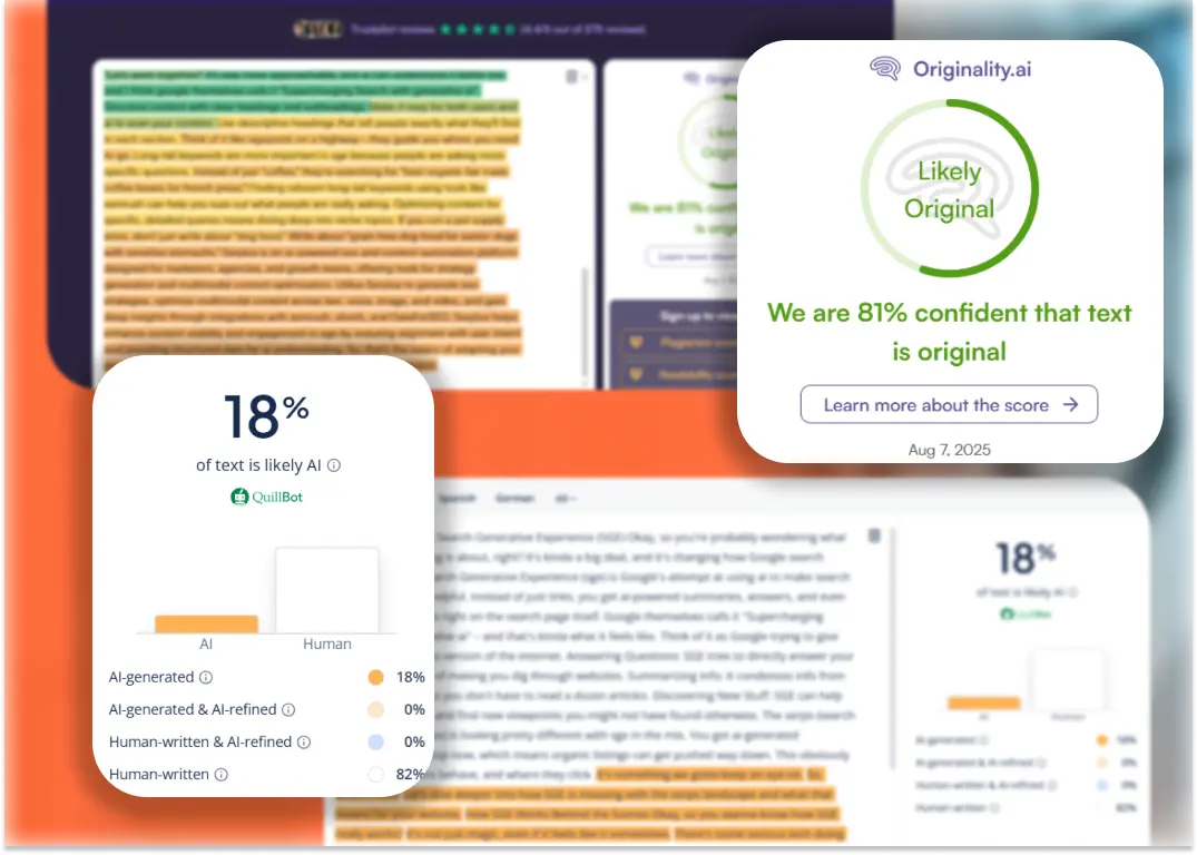 AI detection and Humanized Content screenshot